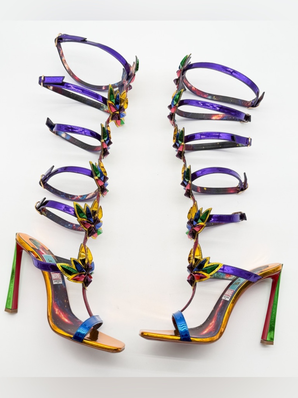 Christian Louboutin Marvel Sea Warrior Gladiator Knee High Sandal Metallic 40.5 - Picture 3 of 14